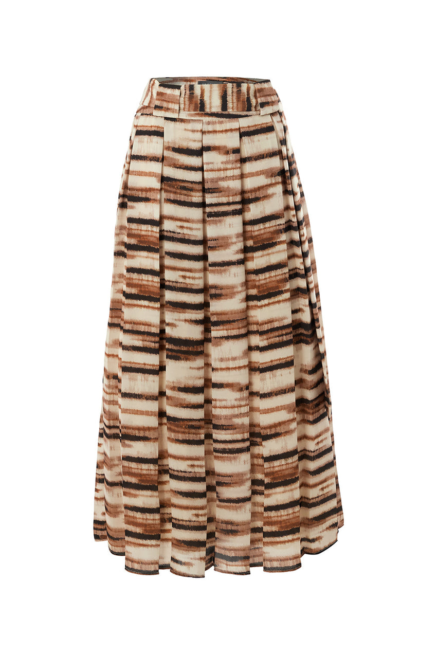 Elina Mesh Abstract Print Midi Skirt