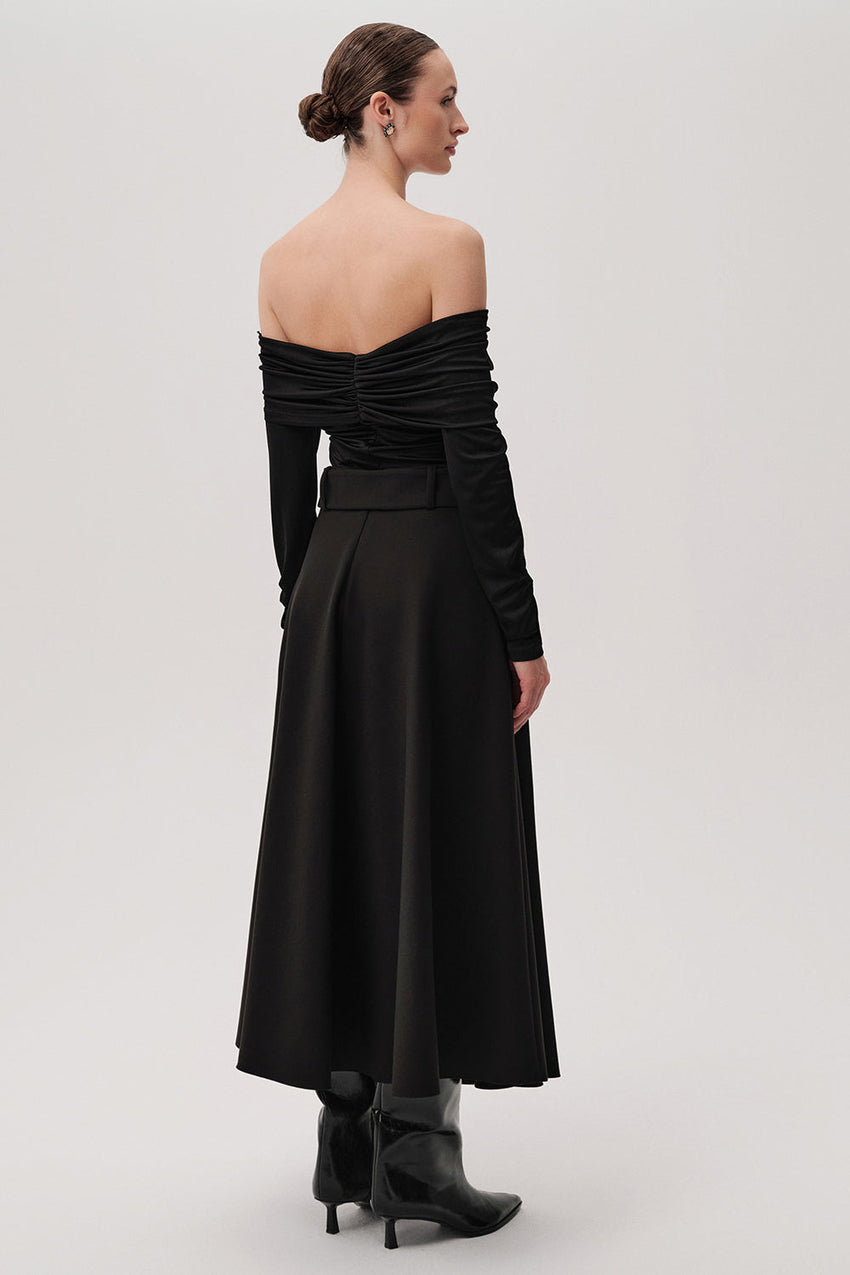 Lorna Black A-Line Skirt with Pockets