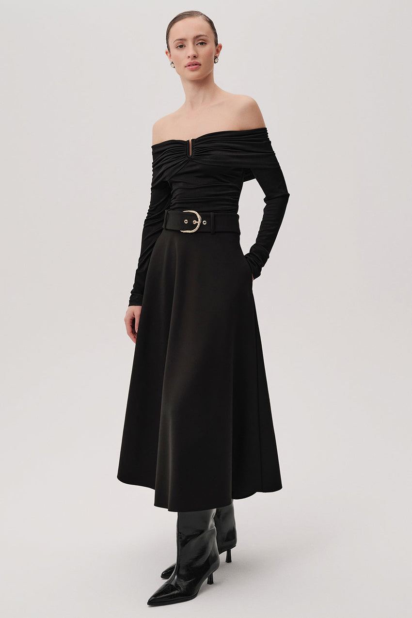 Lorna Black A-Line Skirt with Pockets