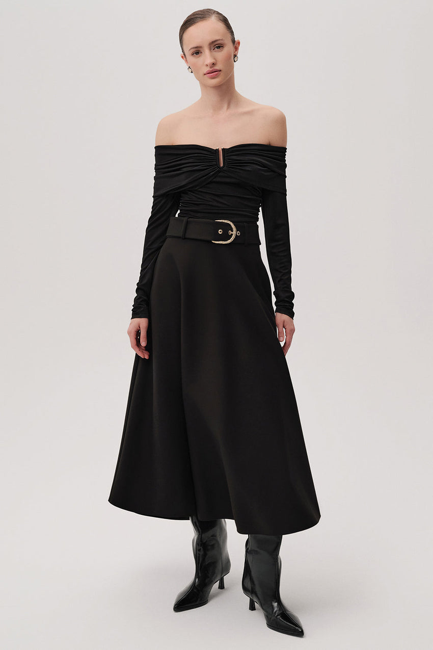 Lorna Black A-Line Skirt with Pockets