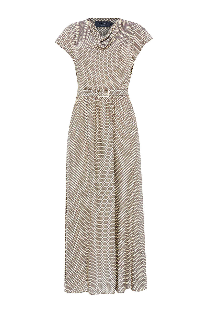 Leslie Geo Printed Cowl Neck Dress