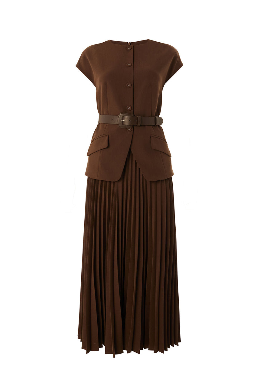 Jolie Sleeveless Pleated Dress