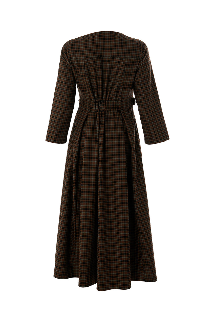 Aila Multi Print 3/4 Sleeve Notched Lapel Dress with Pockets and Belted Waist
