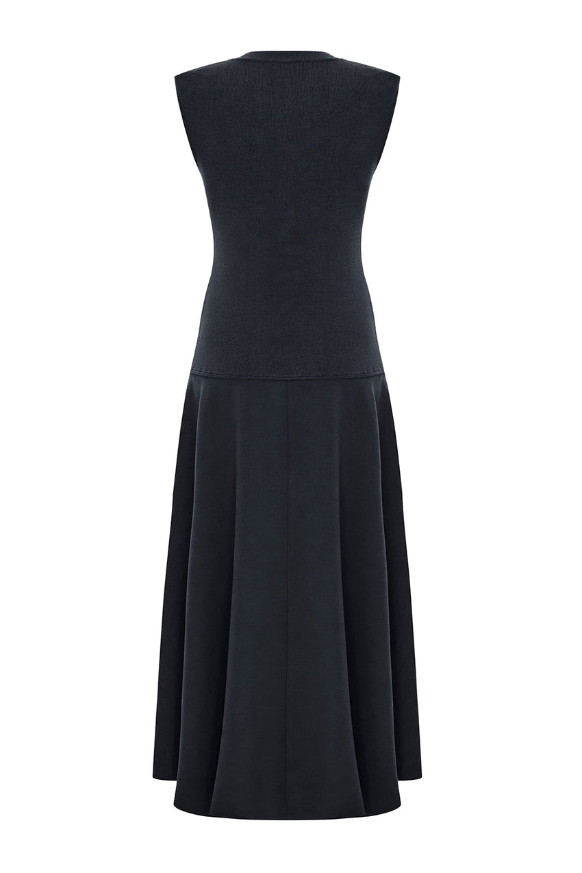 Hadlee Ribbed Top Poplin Skirt Sleeveless Dress