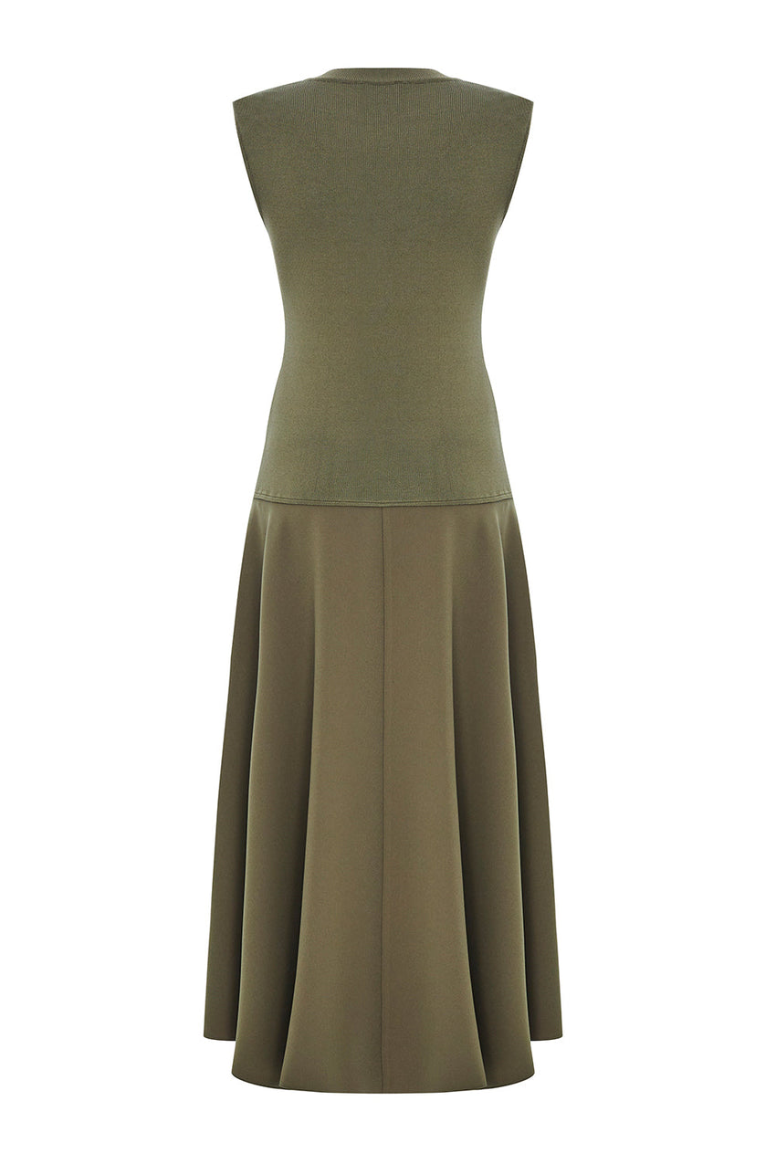 Hadlee Ribbed Top Poplin Skirt Sleeveless Dress