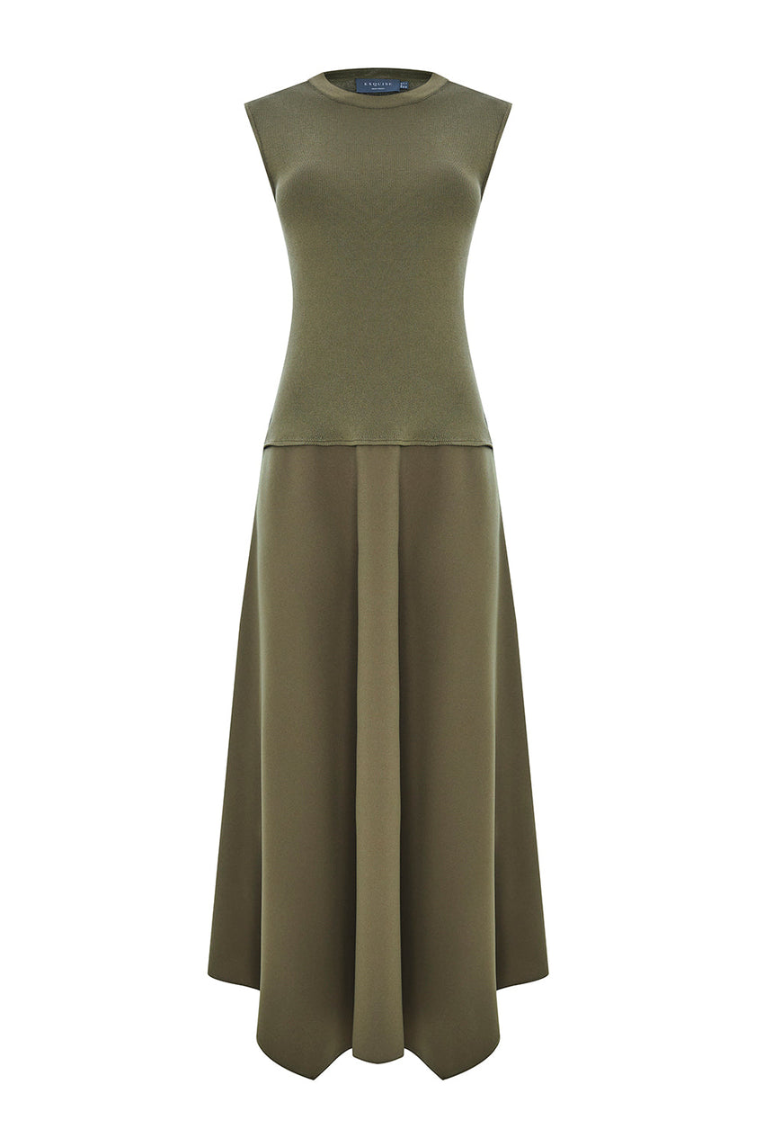 Hadlee Ribbed Top Poplin Skirt Sleeveless Dress