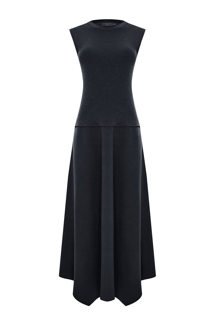 Hadlee Ribbed Top Poplin Skirt Sleeveless Dress