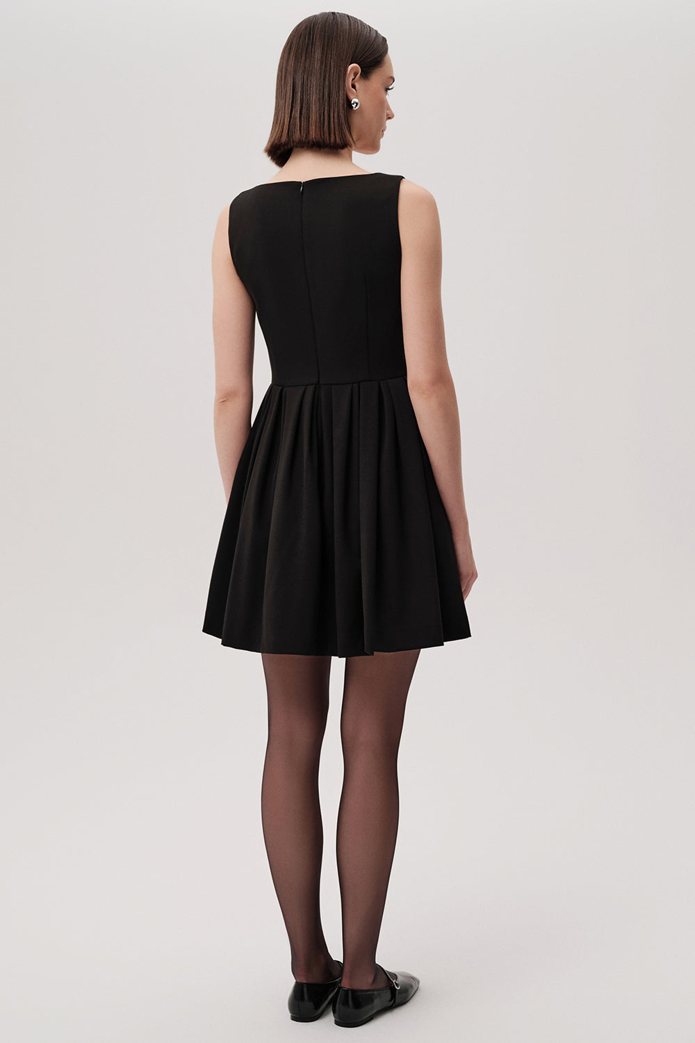 Ellery Black Sleeveless Mini Dress with Scalloped Neckline