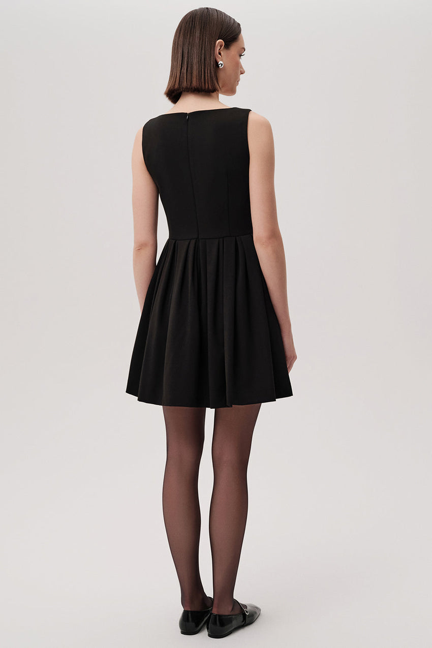 Ellery Black Sleeveless Mini Dress with Scalloped Neckline
