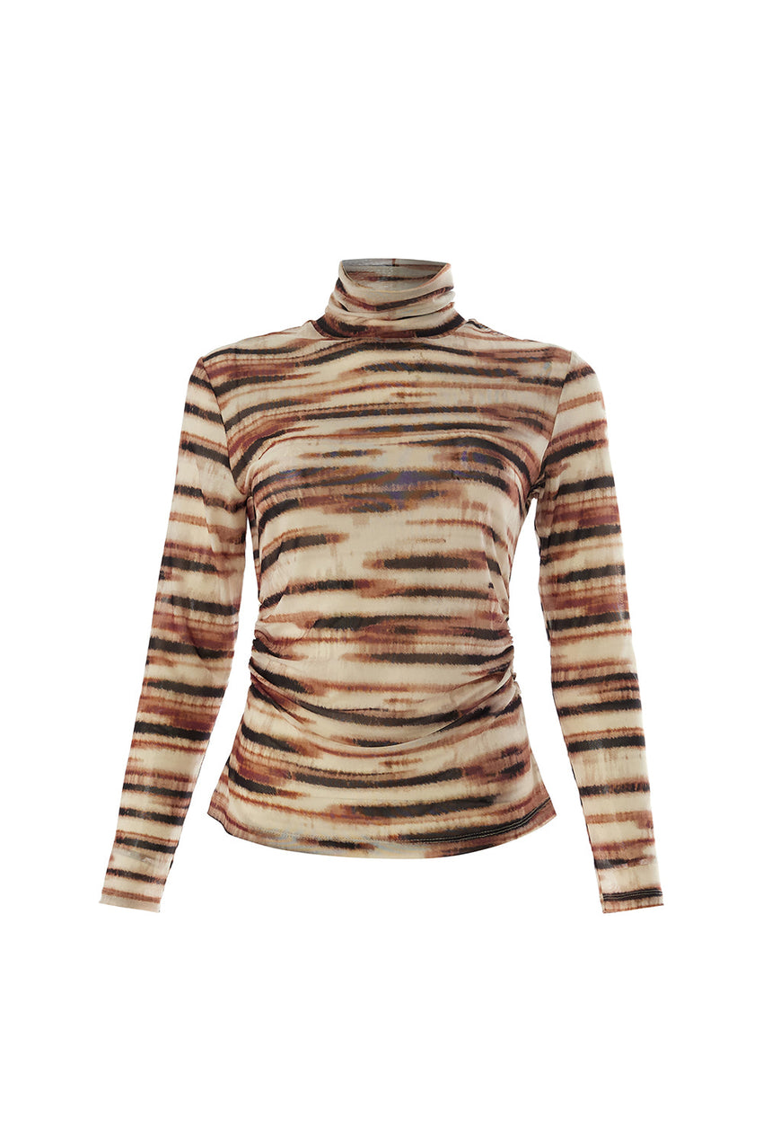Cheyenne Multicolor Long Sleeve Mesh Turtleneck