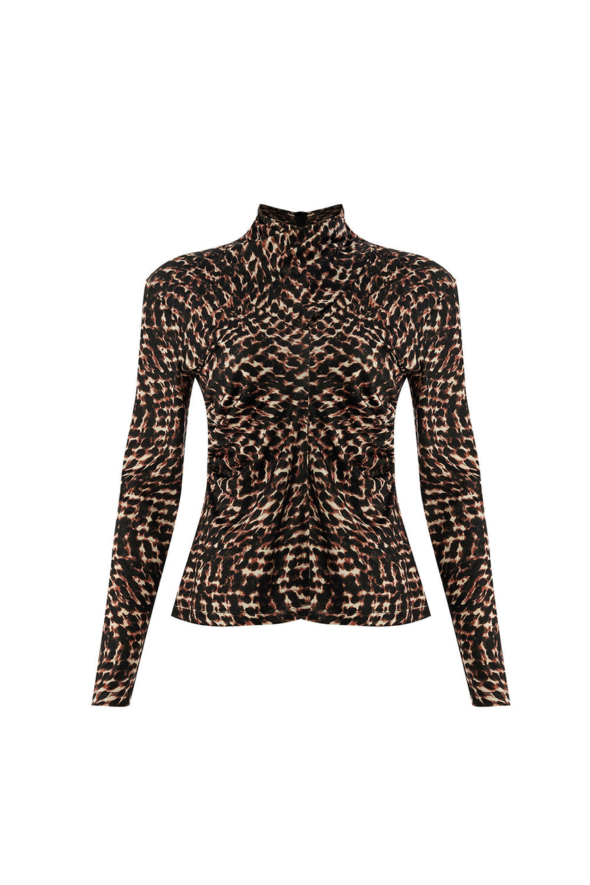 Ensley Printed Turtleneck Blouse