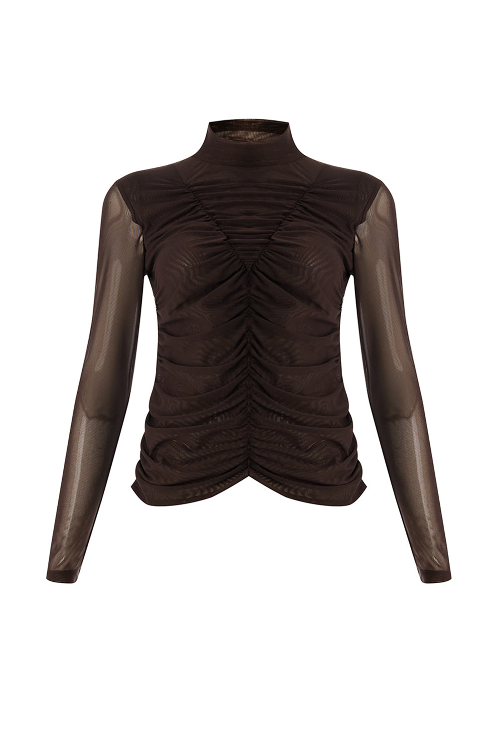 Drew Turtleneck Blouse - BROWN