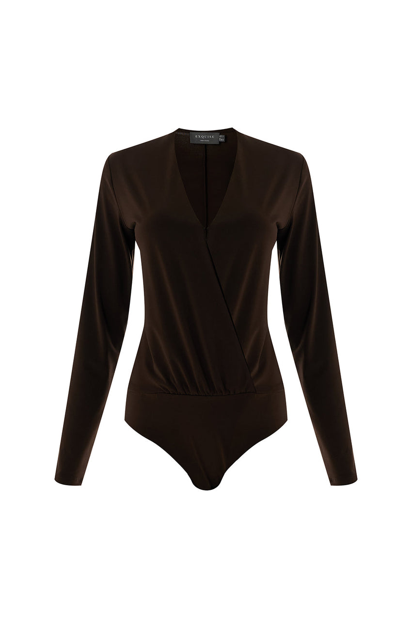 Meilani V-Neck Long Sleeve Knit Bodysuit