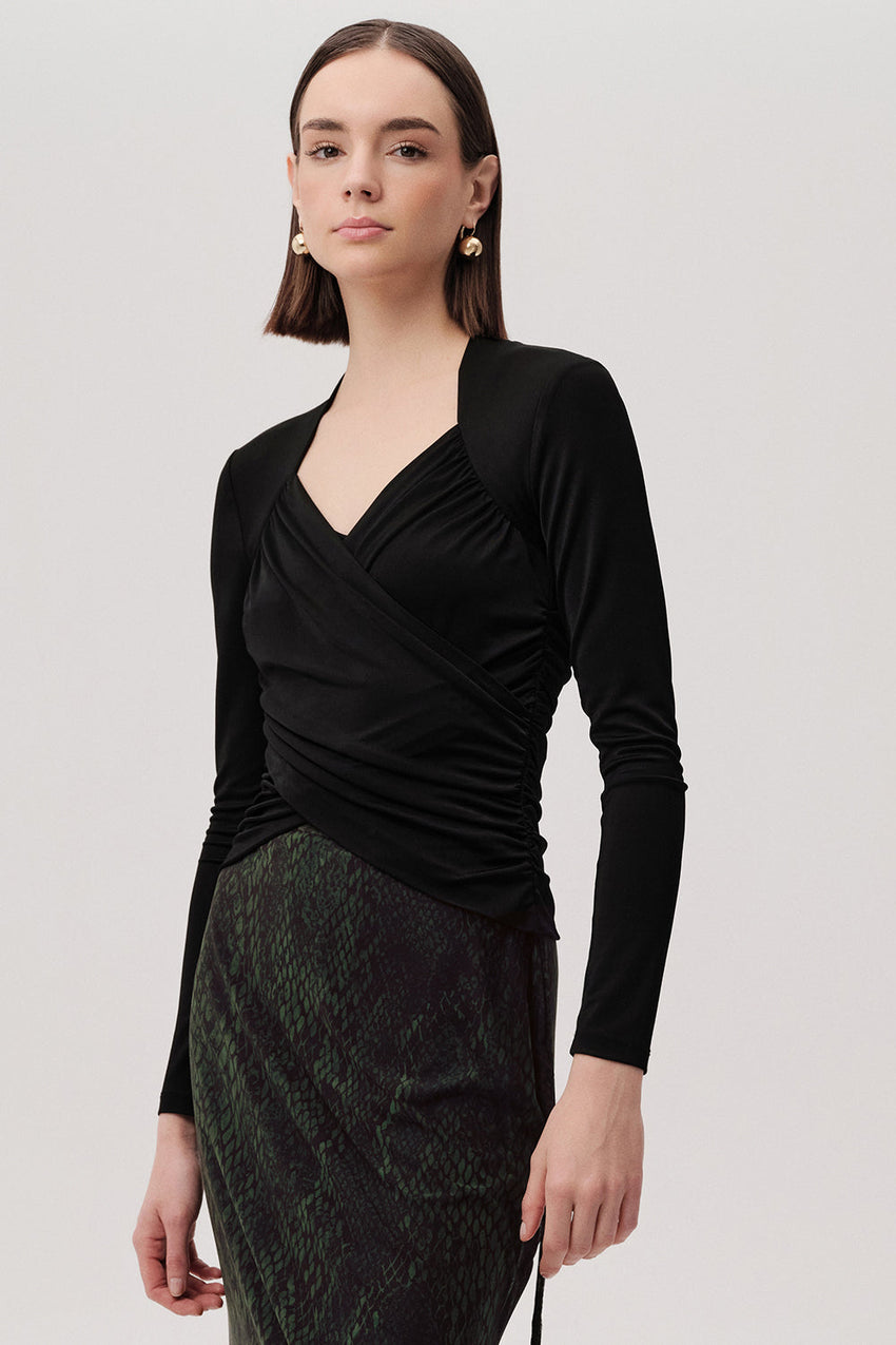 Summer Draped Front Knit Blouse