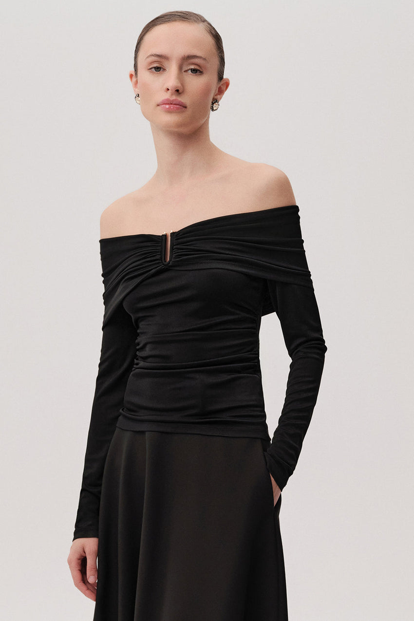 Jasmyn Draped Sleeveless V-Neck Knit Blouse