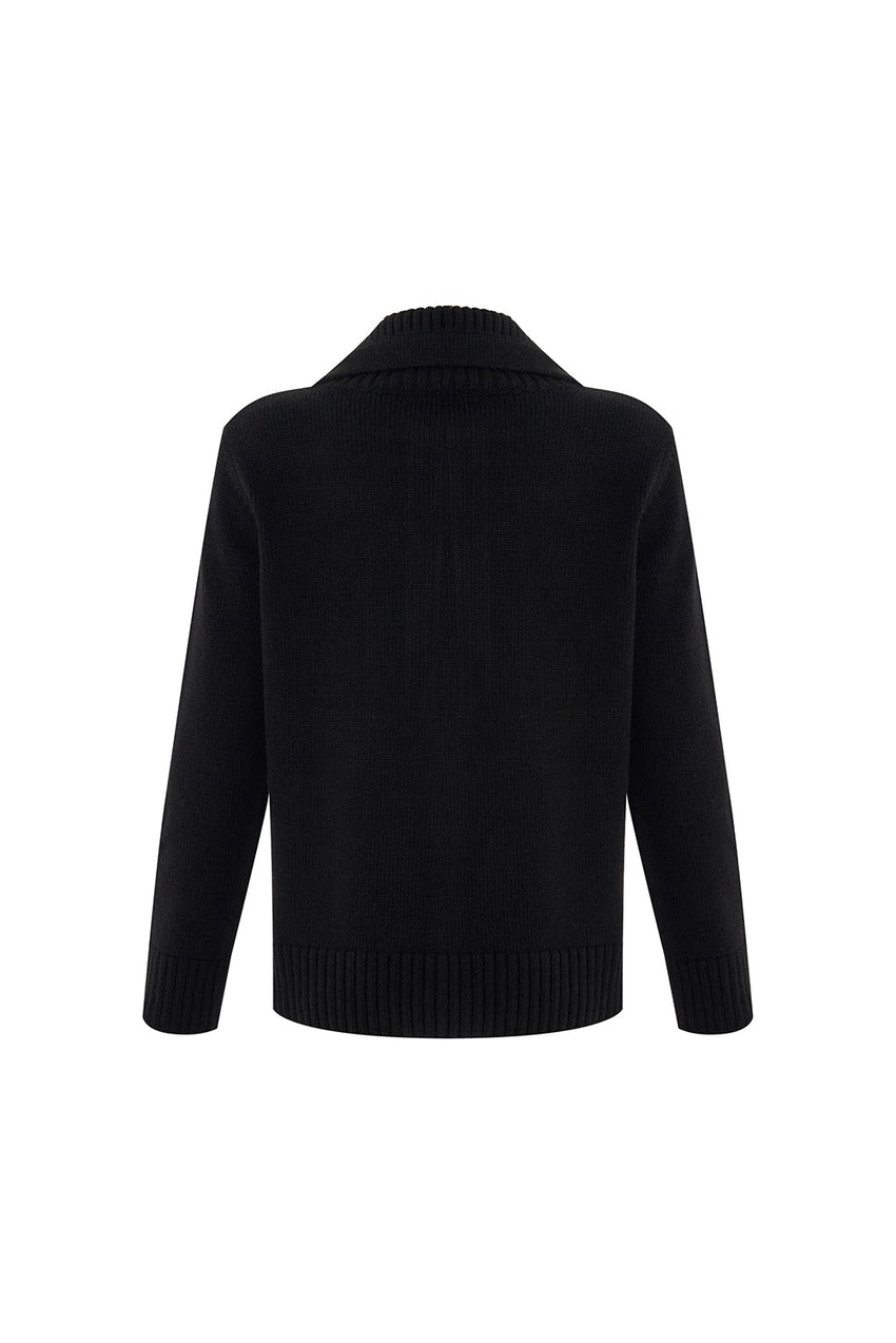 Addison Ribbed Quarter-Zip Wide Collar Long Sleeve Sweater