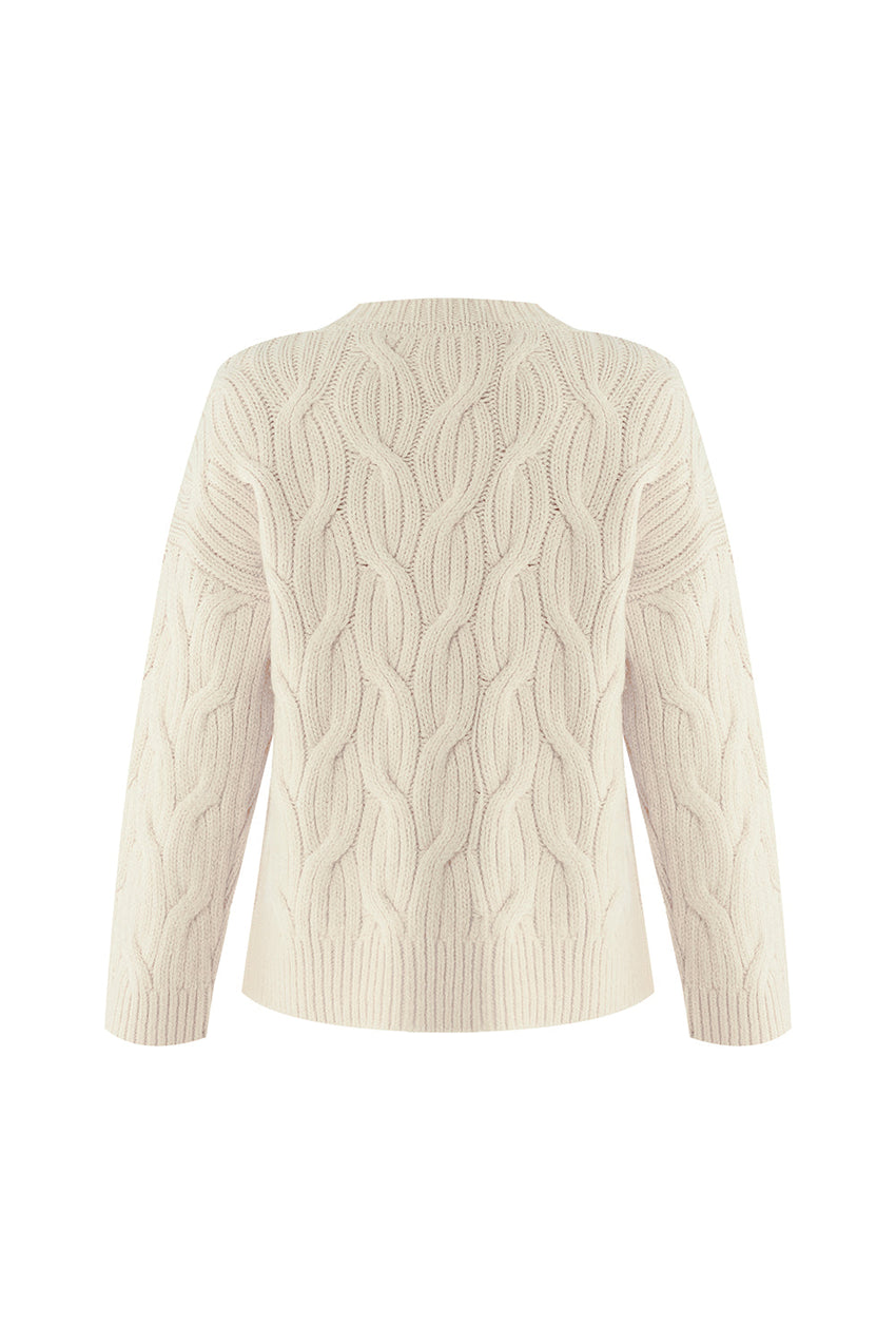 Calla Cable Knit Crew Neck Sweater