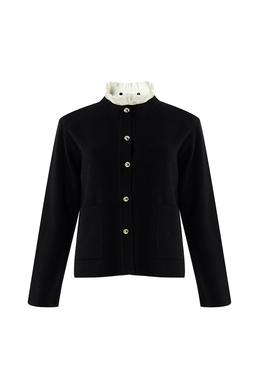 Kamilah Removable Collar Crew Neck Cardigan