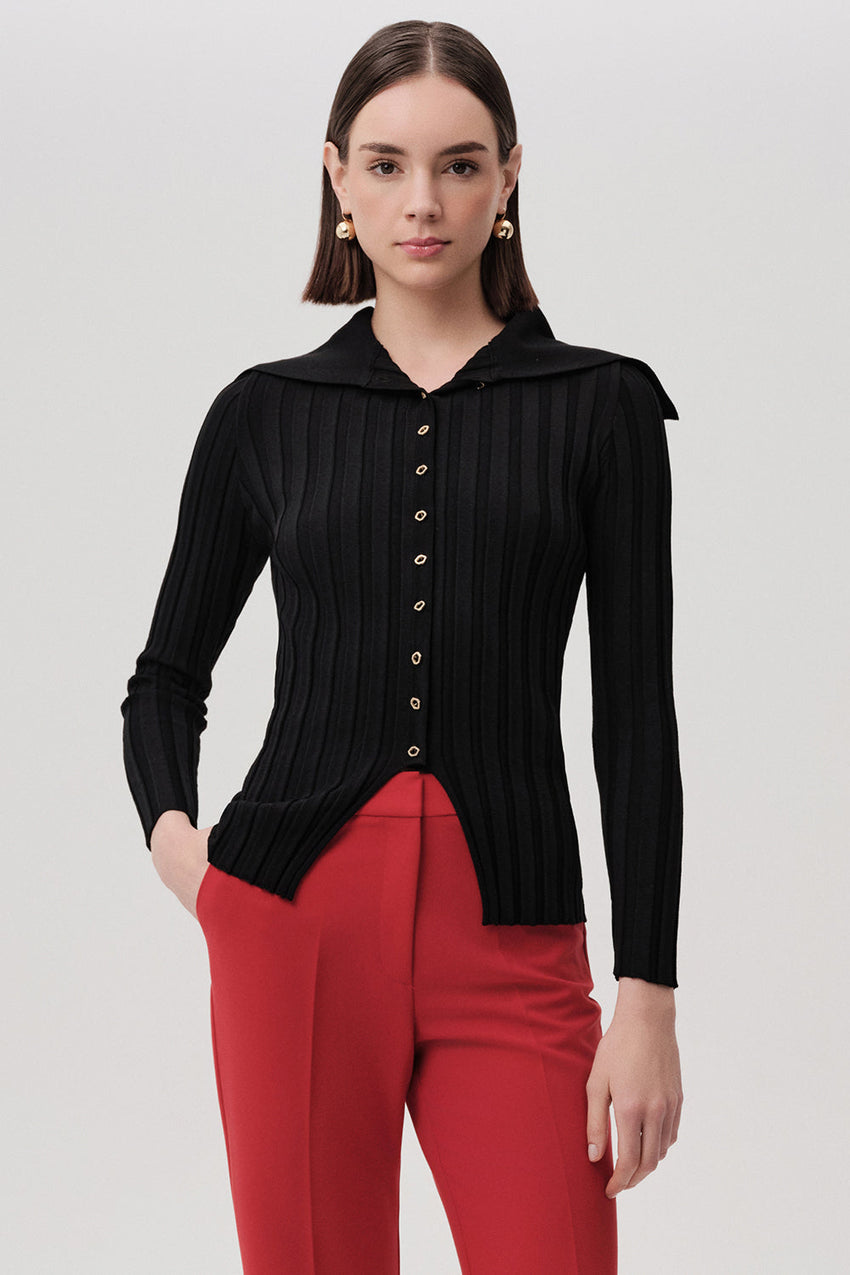 Elsa Shirt Collar Knit Cardigan