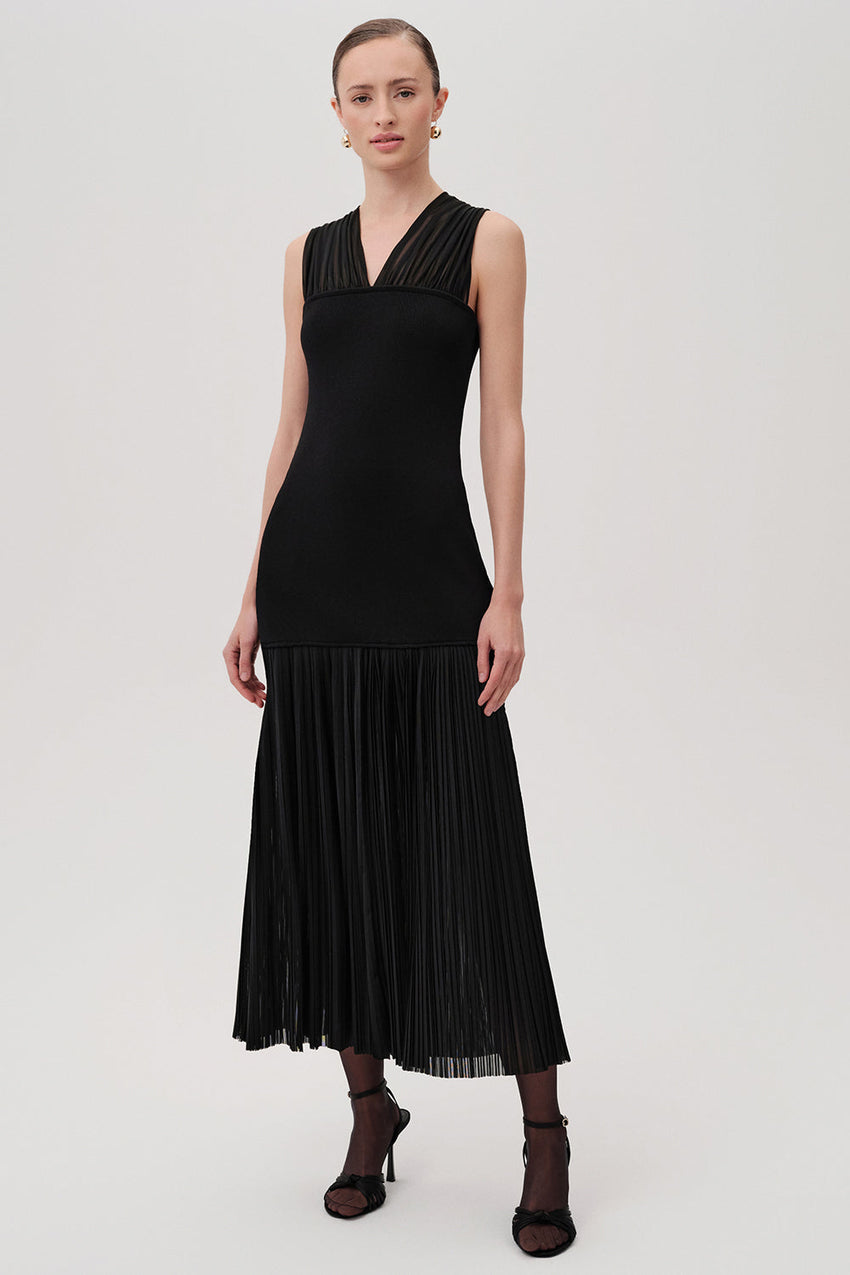 Avangeline Black Crew Neck Knit Dress