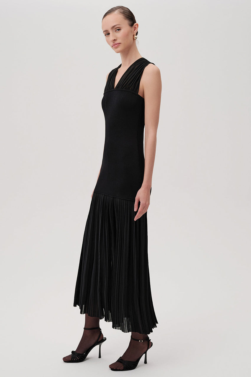 Avangeline Black Crew Neck Knit Dress