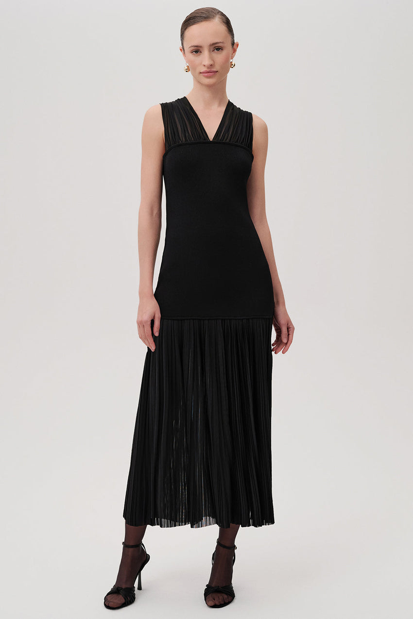 Avangeline Black Crew Neck Knit Dress