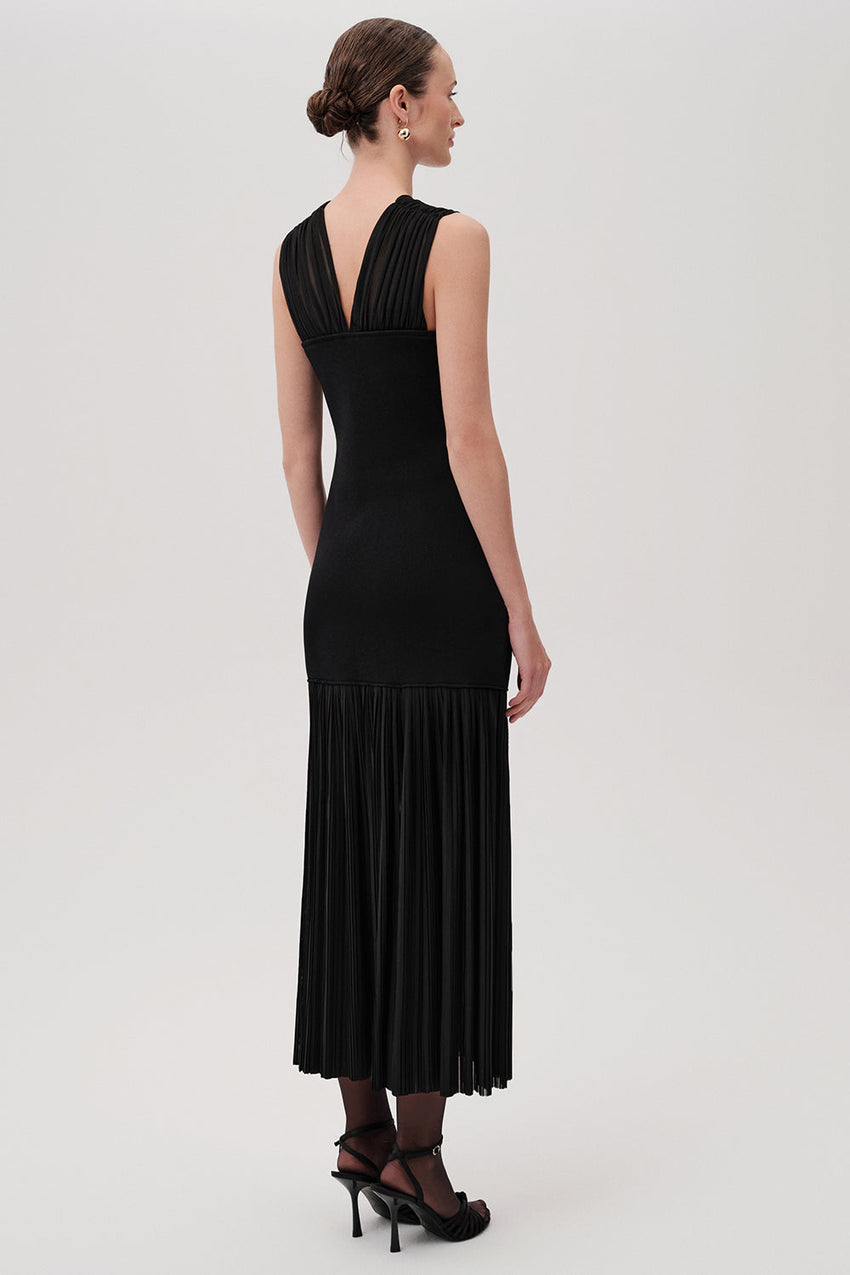 Avangeline Black Crew Neck Knit Dress