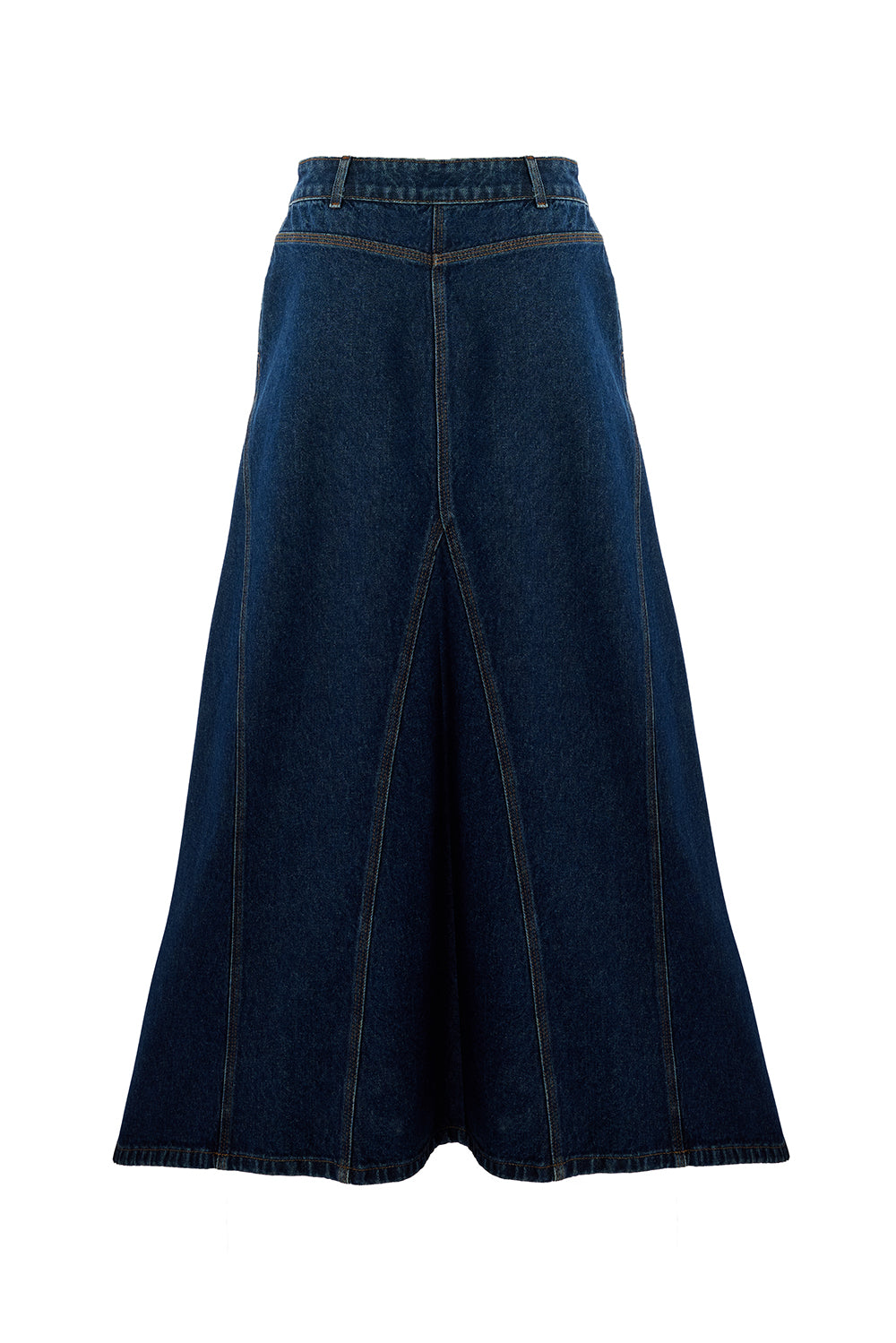 Araya Indigo Denim Maxi Skirt with Pockets