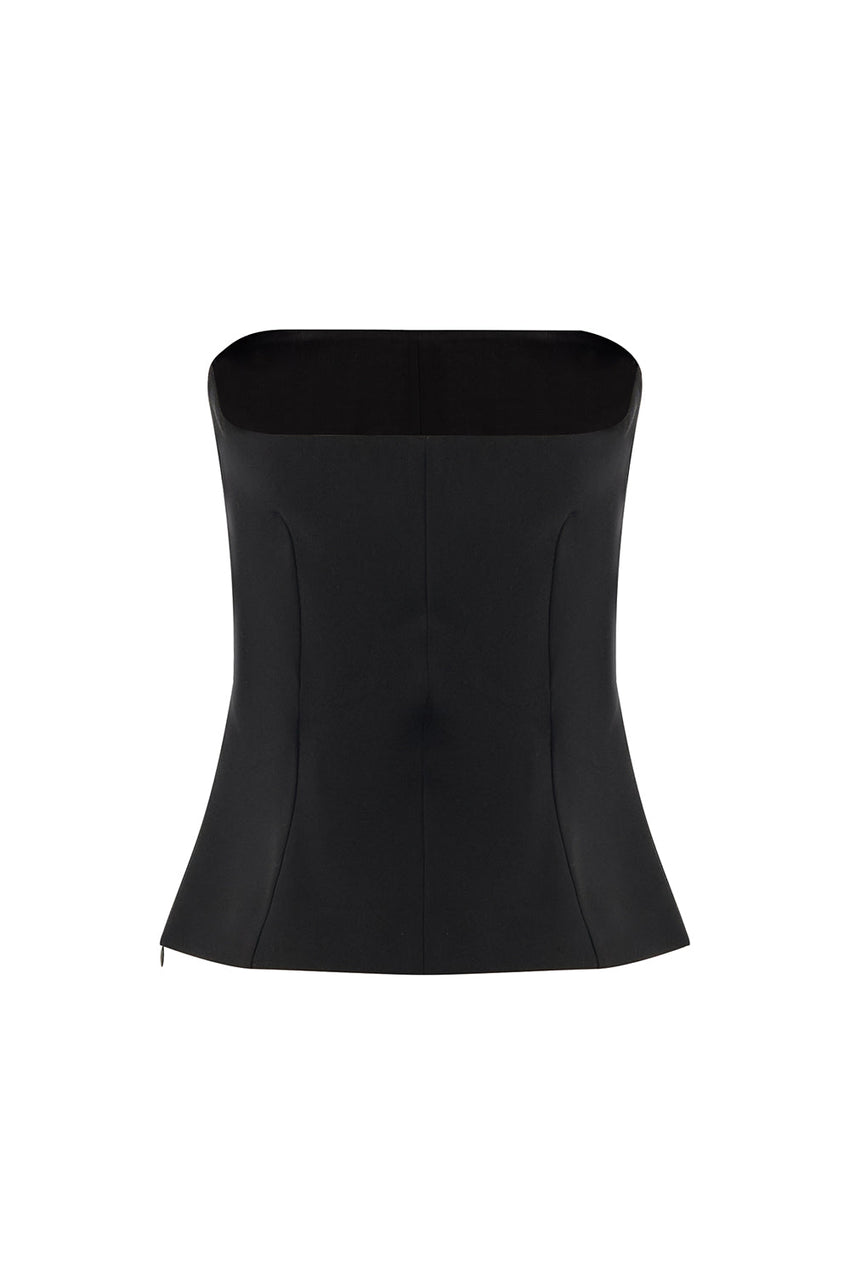 Baylee Black Strapless Button-Front Bustier