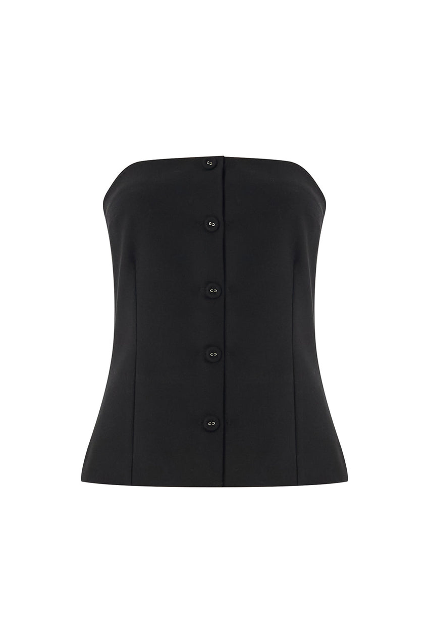 Baylee Black Strapless Button-Front Bustier