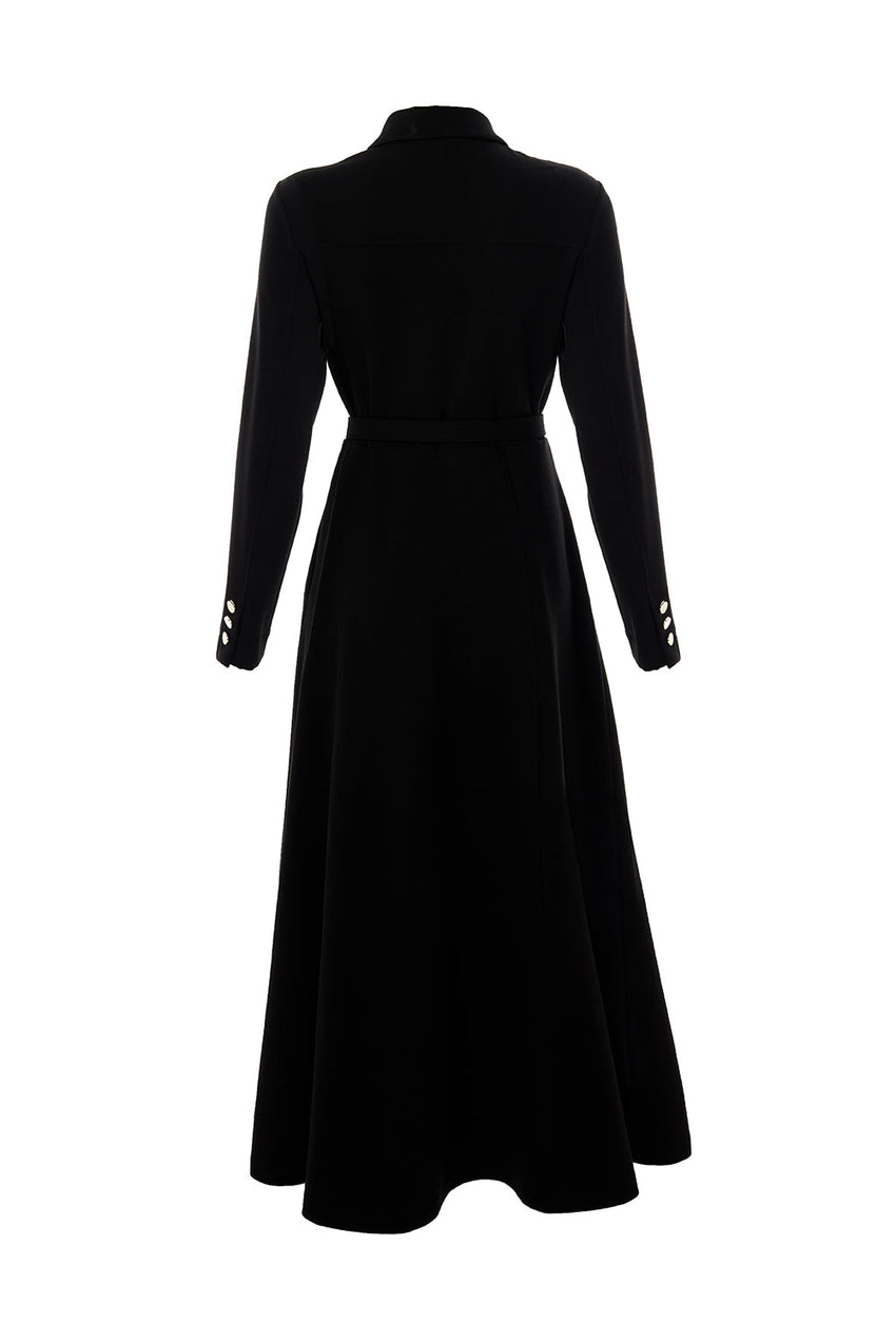 Georgina Long Sleeve Shirt Collar Knit Dress with Pockets