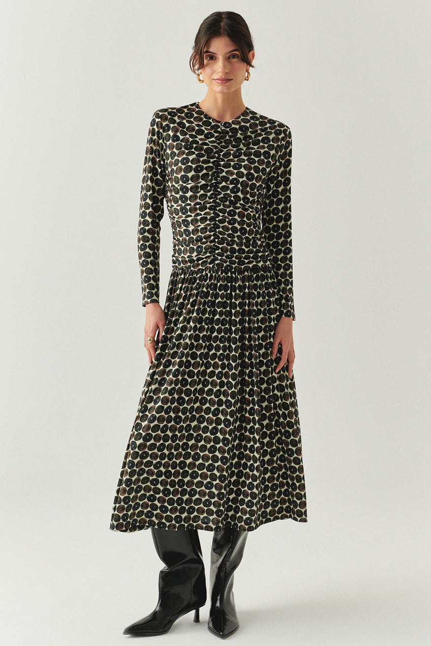 Janiyah Geo Print Long Sleeve Crew Neck Knit Dress