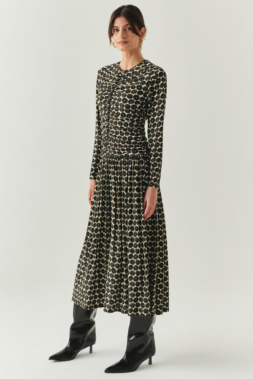 Janiyah Geo Print Long Sleeve Crew Neck Knit Dress