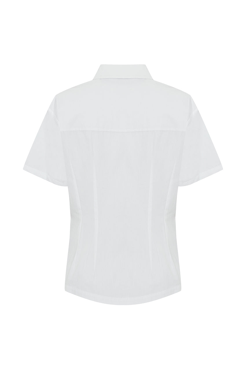 Mary Cotton Poplin Shirt - WHITE