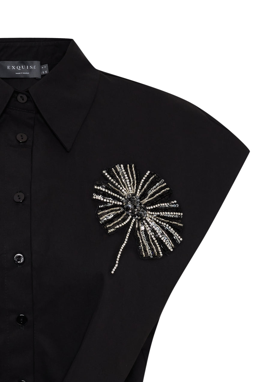 Kimberly Embellished Shirt - BLACK