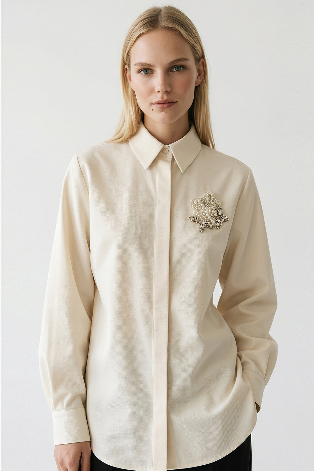 Hallie Embroidered Cotton Shirt - YELLOW