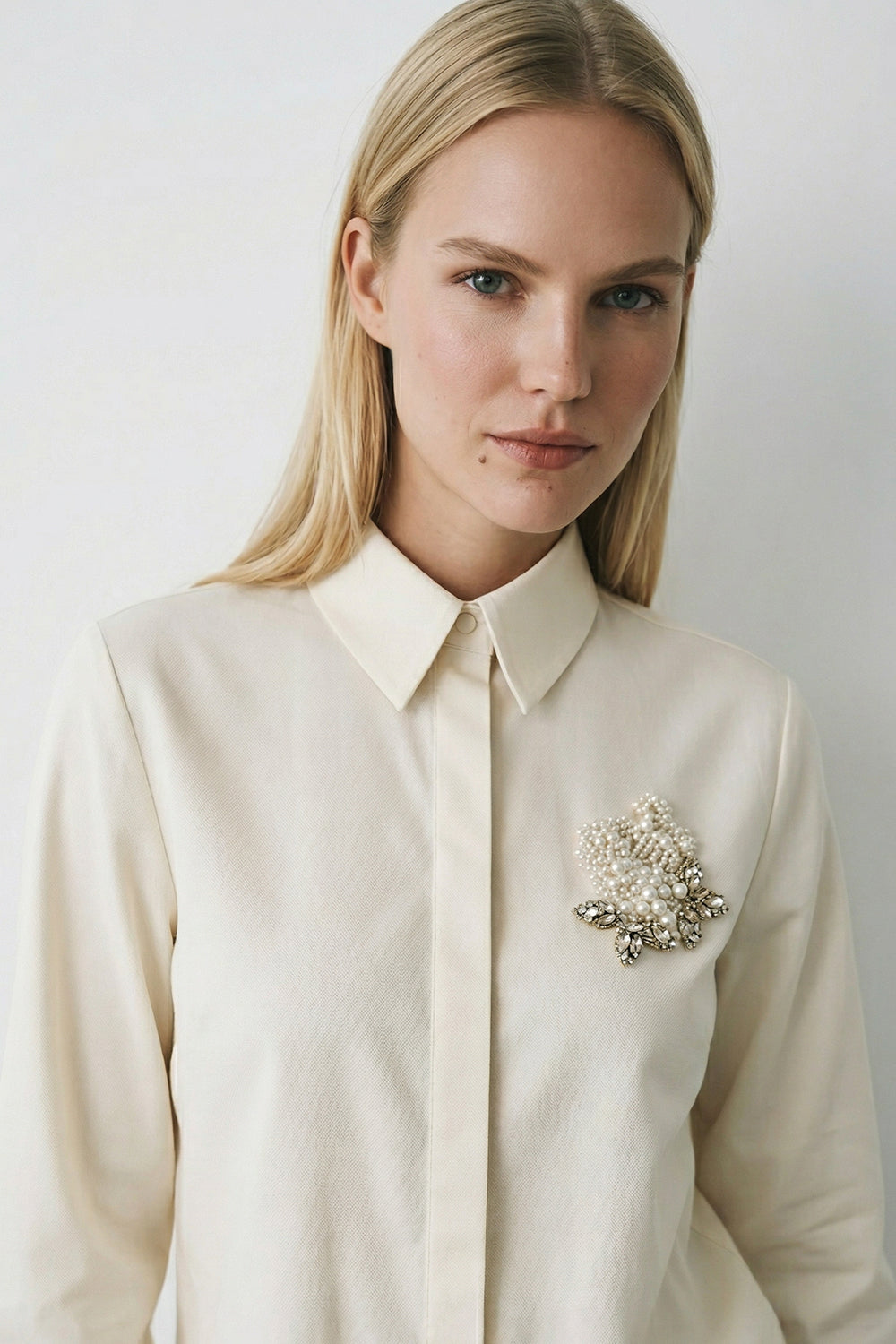 Hallie Embroidered Cotton Shirt - YELLOW
