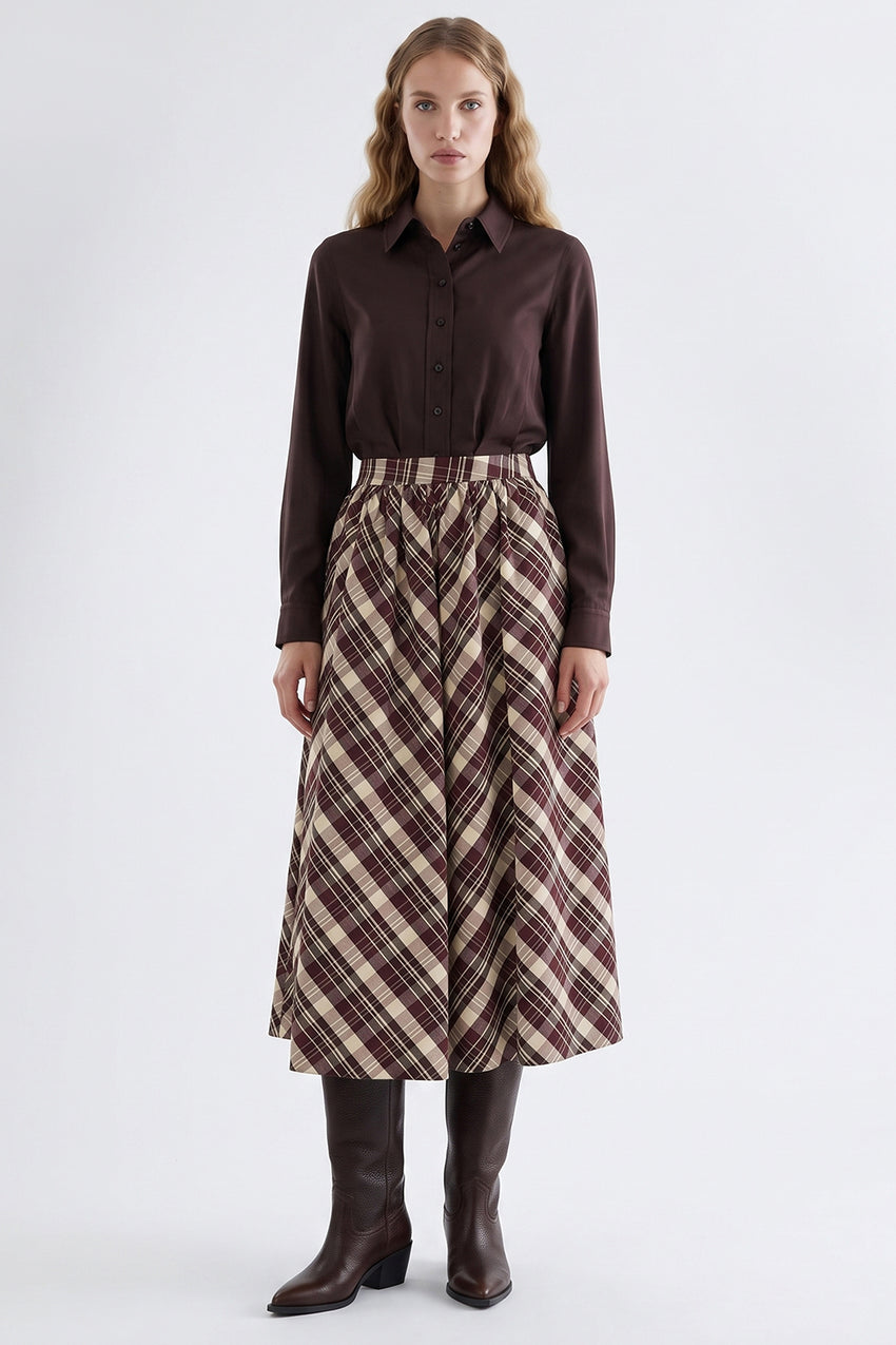 Pleated Midi Skirt with Pockets - MULTICOLOR