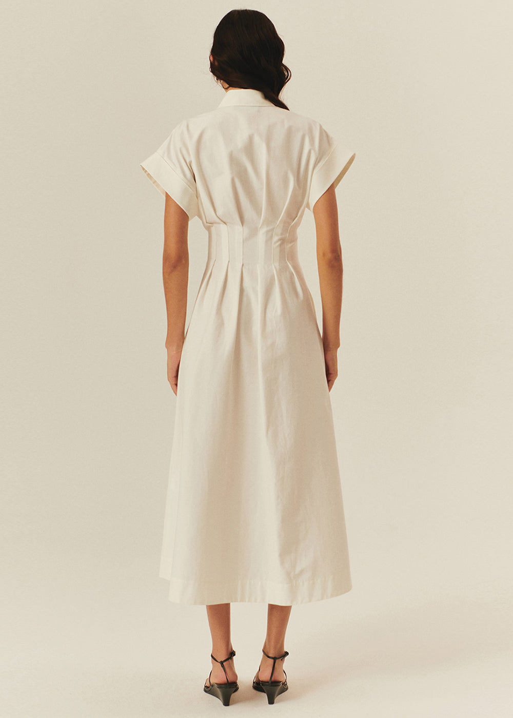 Drop Shoulder Cotton Shirt Dress with Belt