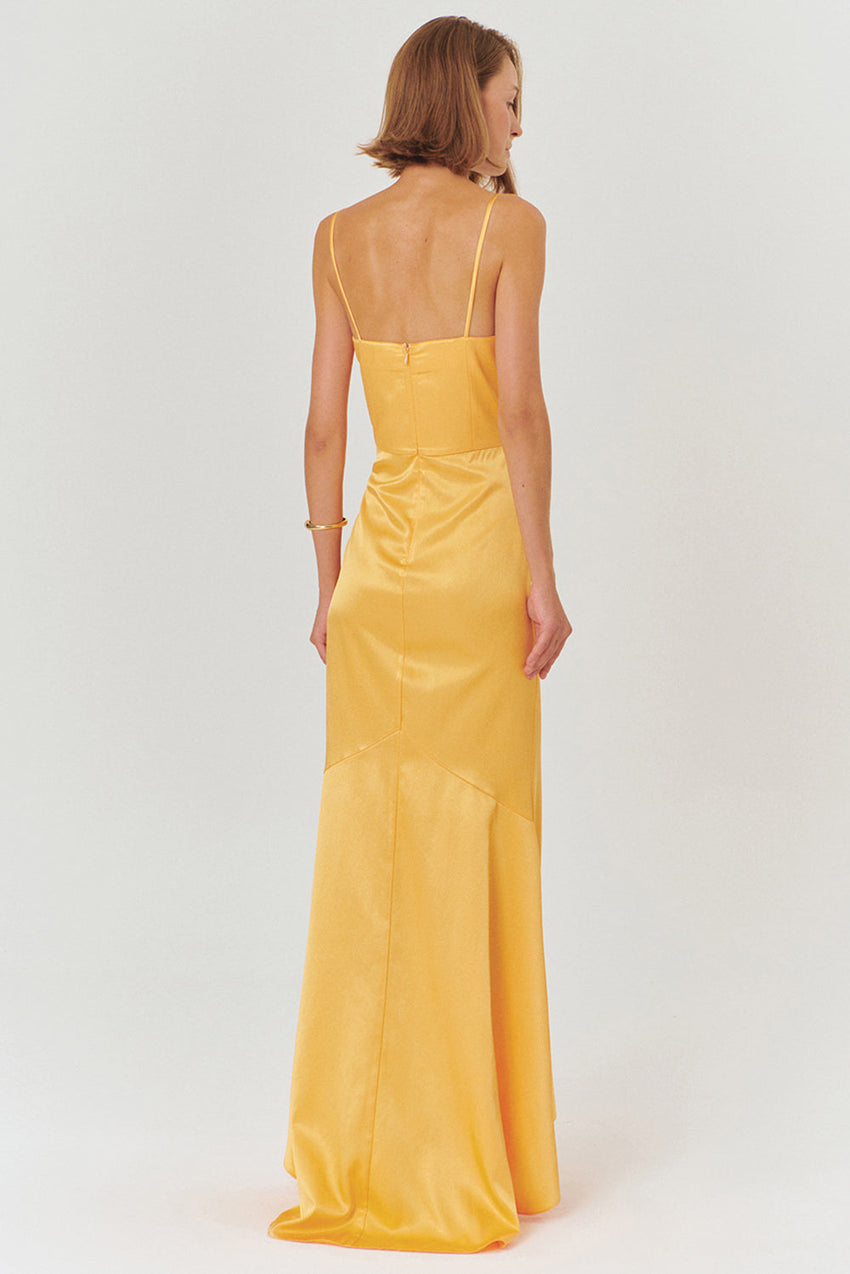 Regular Fit Satin Maxi Dress with A-Line Cut and Adjustable Straps