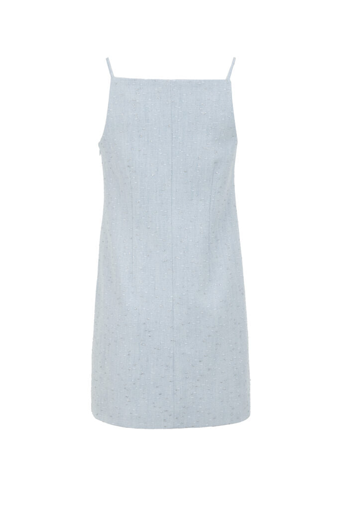 Cotton Mini Dress with Glitter Details and Stone Buttons