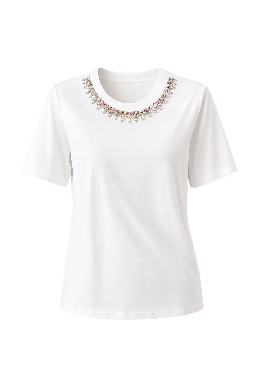 Sunny Embellished T-Shirt - WHITE