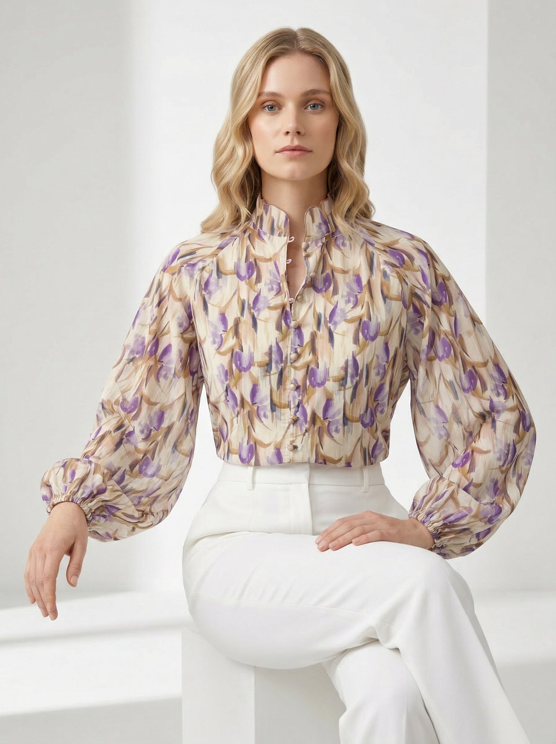 Yesenia High Neck Shirt - MULTI COLOR