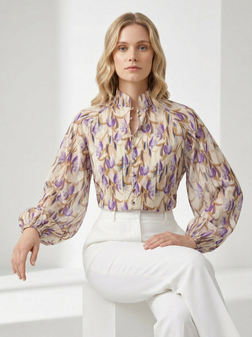 Yesenia High Neck Shirt - MULTI COLOR