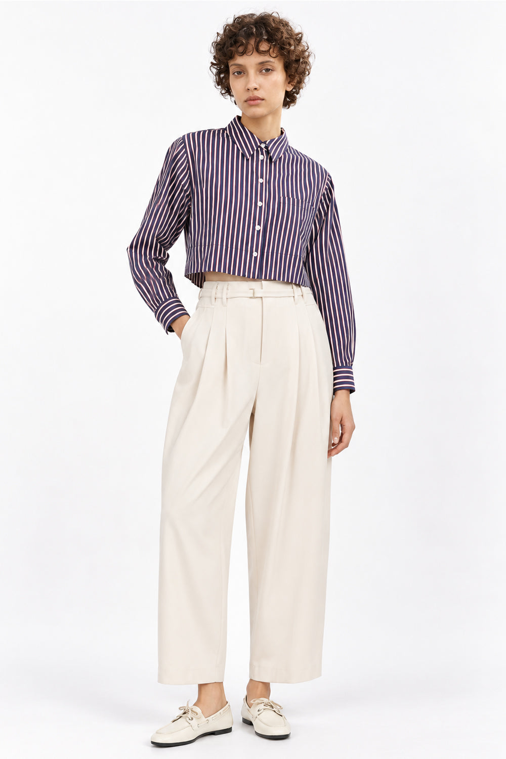 Long Sleeve Button-Front Shirt - MULTICOLOR