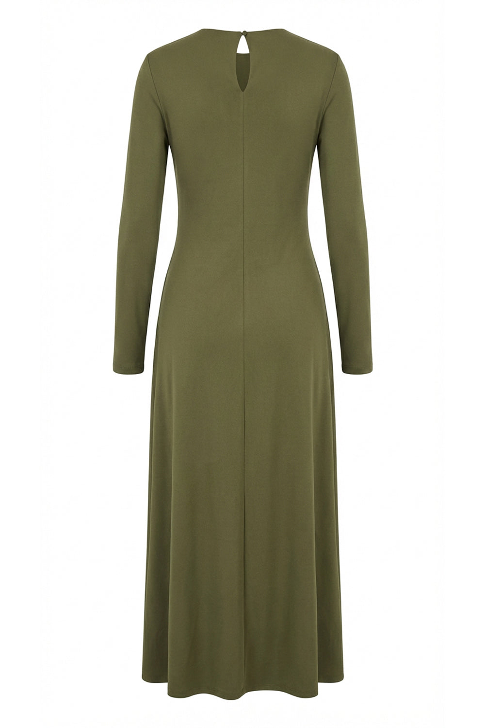 Crew Neck Knit Dress - KHAKI
