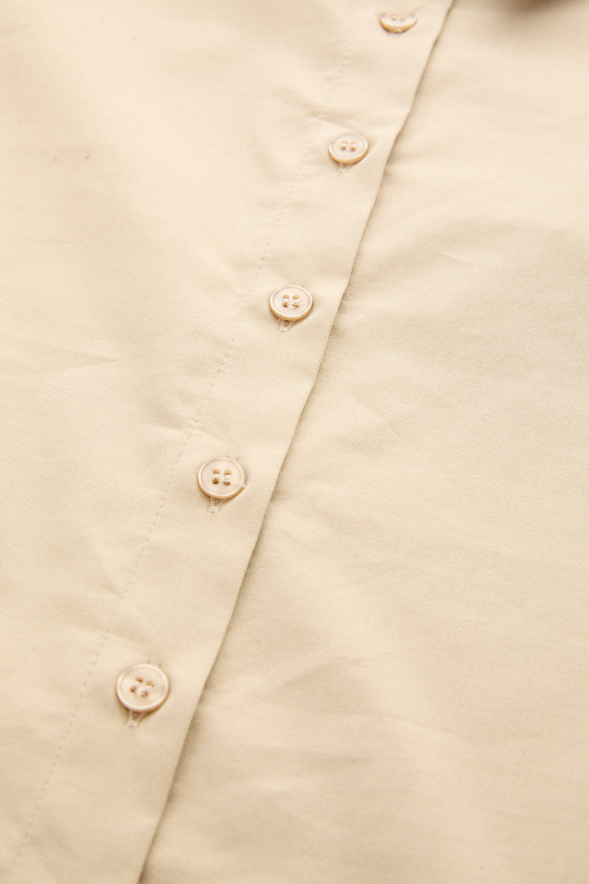 Long Sleeve Shirt with Elastic Waist - BEIGE