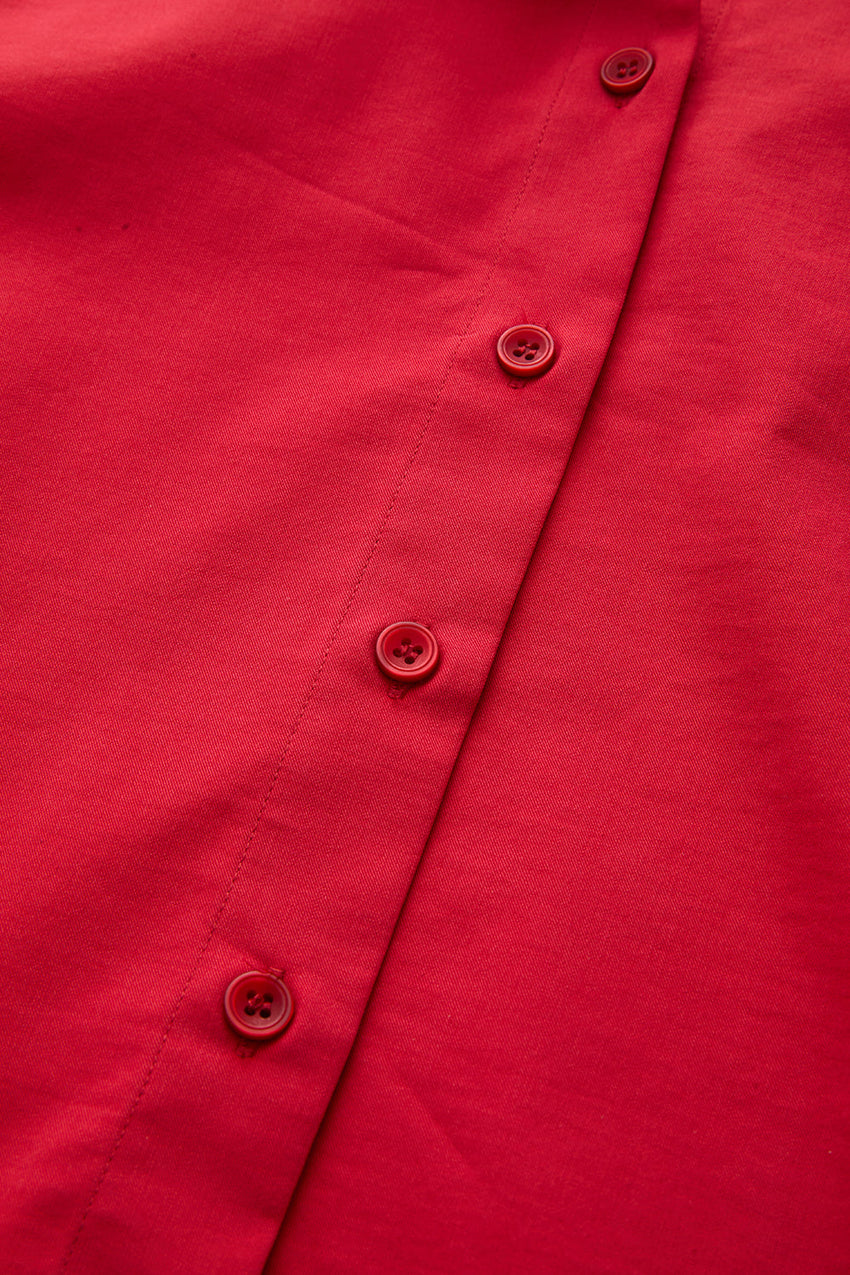 Long Sleeve Shirt with Back Pleats - RED