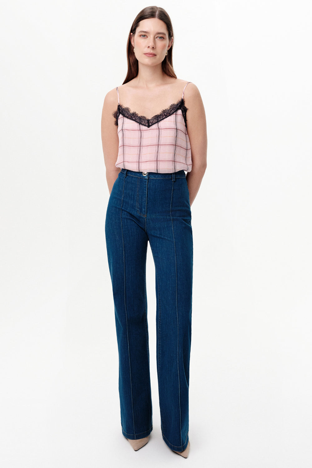 Adjustable Strap Lace Detail Blouse - MULTICOLOR
