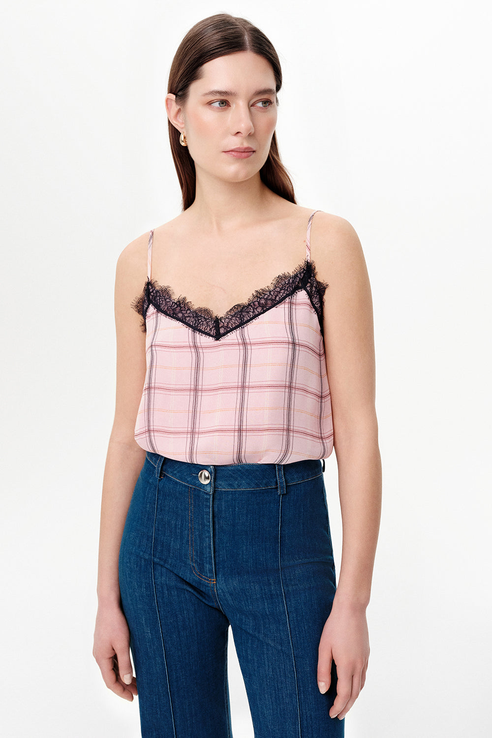 Adjustable Strap Lace Detail Blouse - MULTICOLOR
